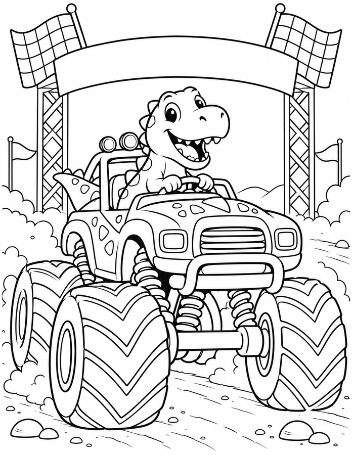 T-Rex monster truck coloring page sample