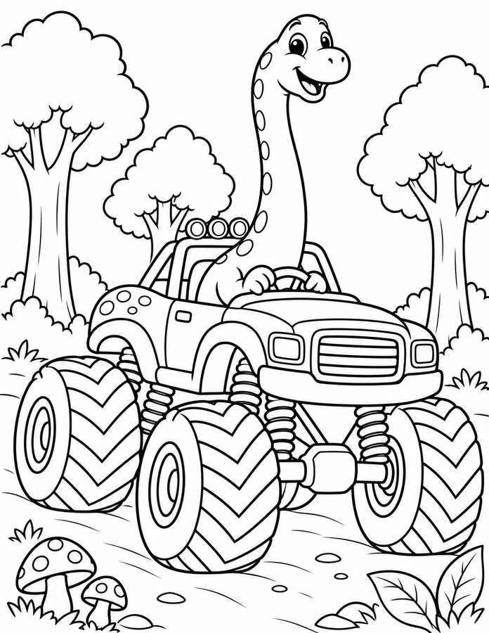 Dinosaur race coloring page sample